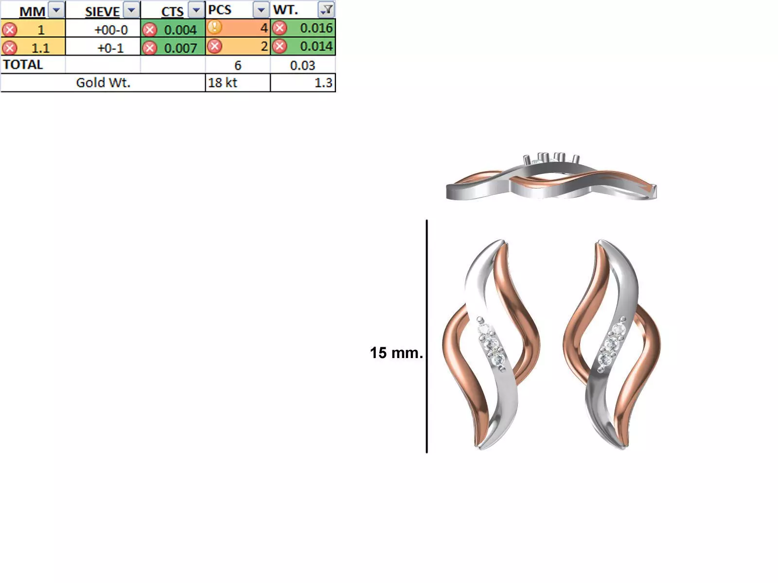 Women Diamond Earring STL OBJ FBX JCD Details 3D print model_0