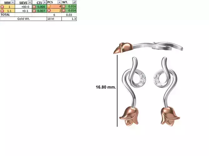 Women Diamond Earring STL OBJ FBX JCD Details