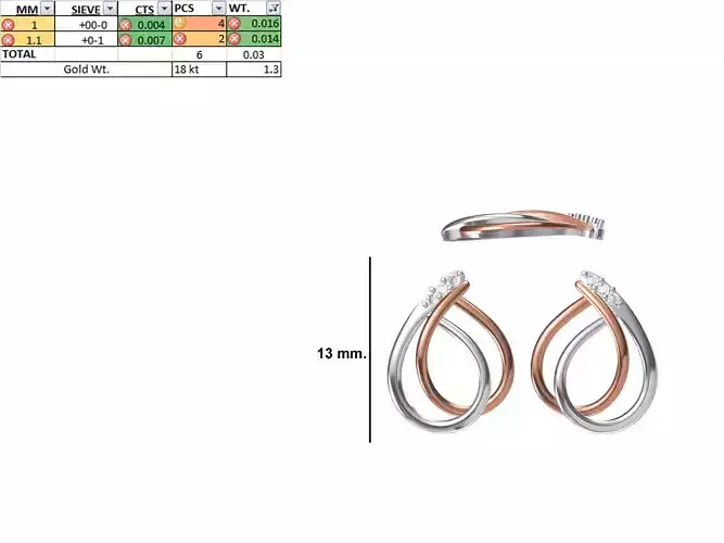 Women Diamond Earring STL OBJ FBX JCD Details