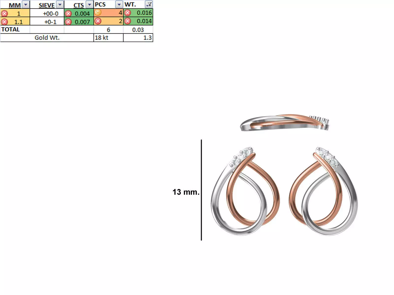 Women Diamond Earring STL OBJ FBX JCD Details 3D print model_0