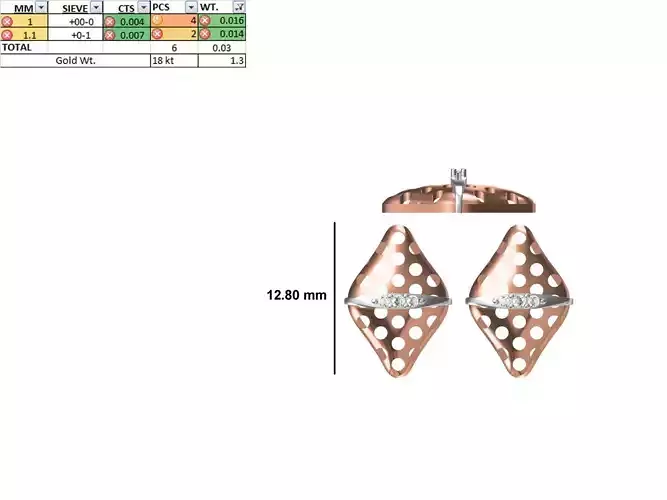 Women Diamond Earring STL OBJ FBX JCD Details