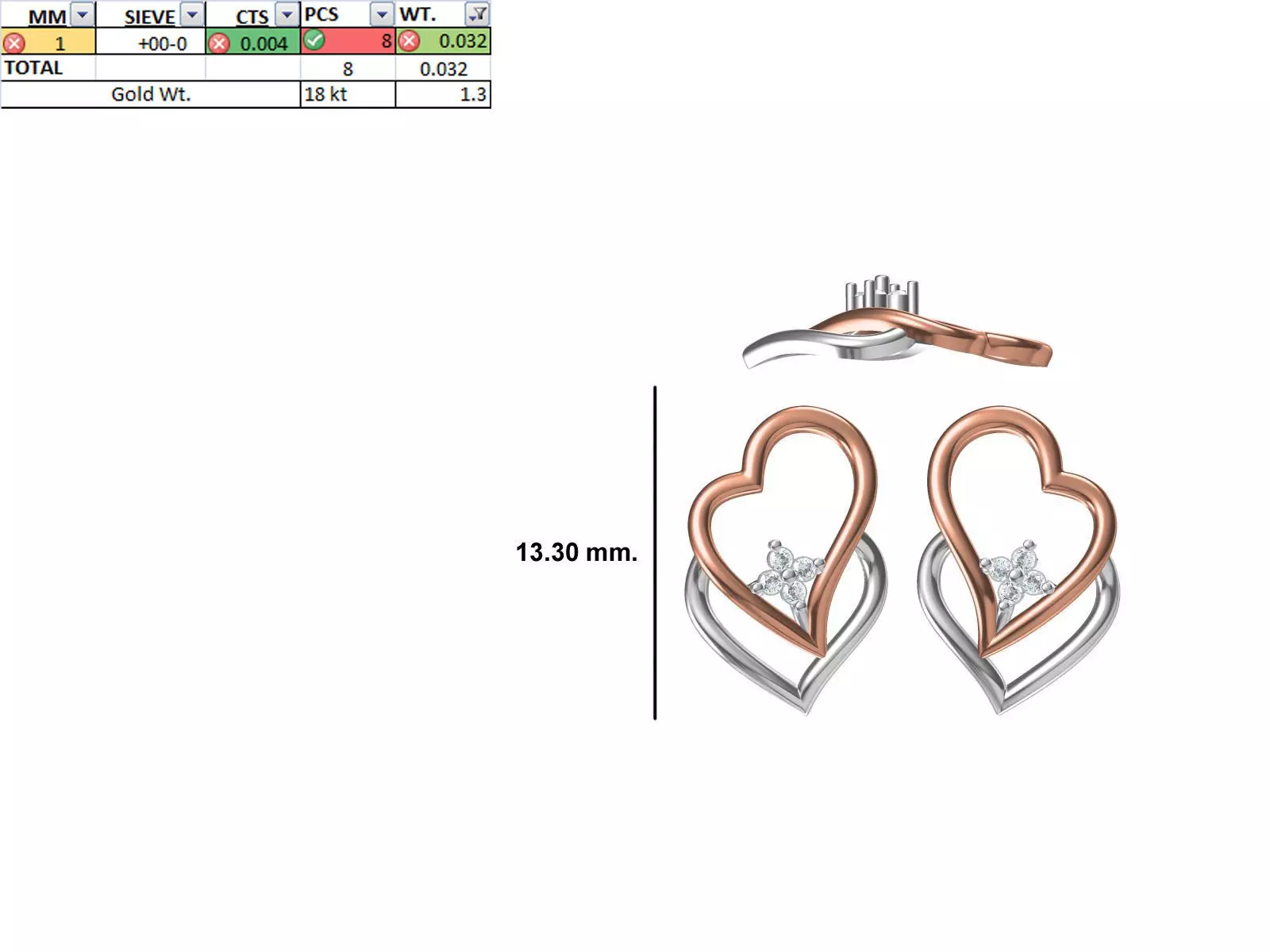 Women Diamond Heart Earring STL OBJ FBX JCD Details 3D print model_0