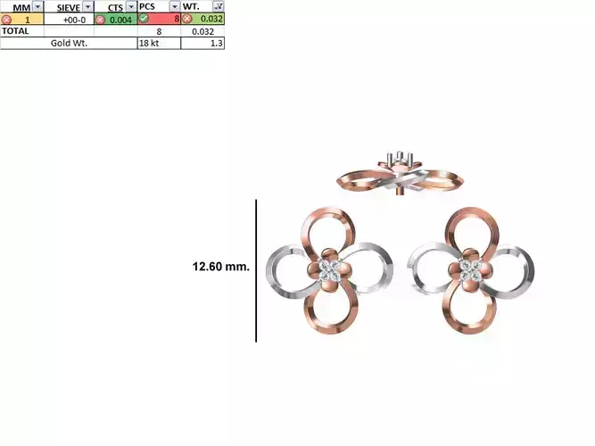 Women Diamond Earring STL OBJ FBX JCD Details