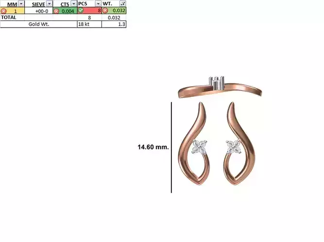 Women Diamond Earring STL OBJ FBX JCD Details