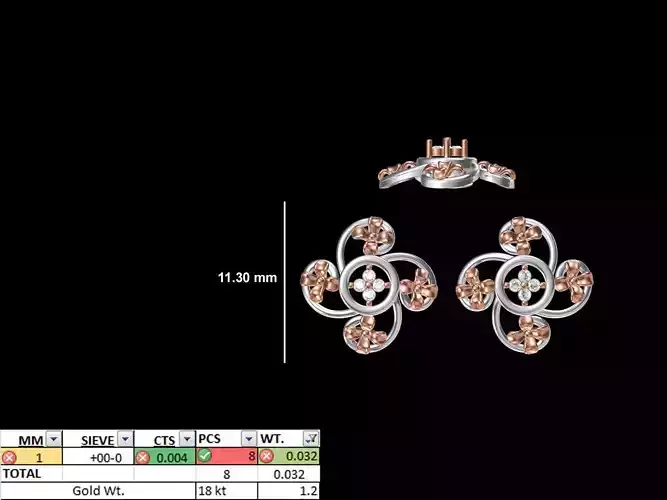 Women Diamond Earring STL OBJ FBX JCD Details