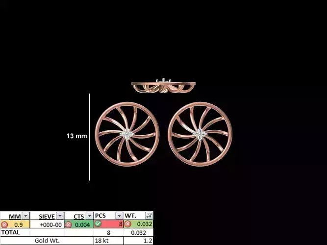 Women Diamond Earring STL OBJ FBX JCD Details