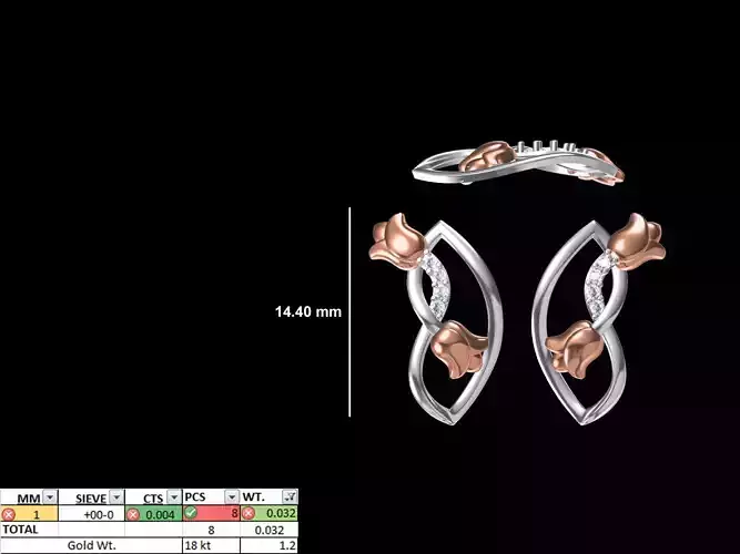 Women Diamond Earring STL OBJ FBX JCD Details