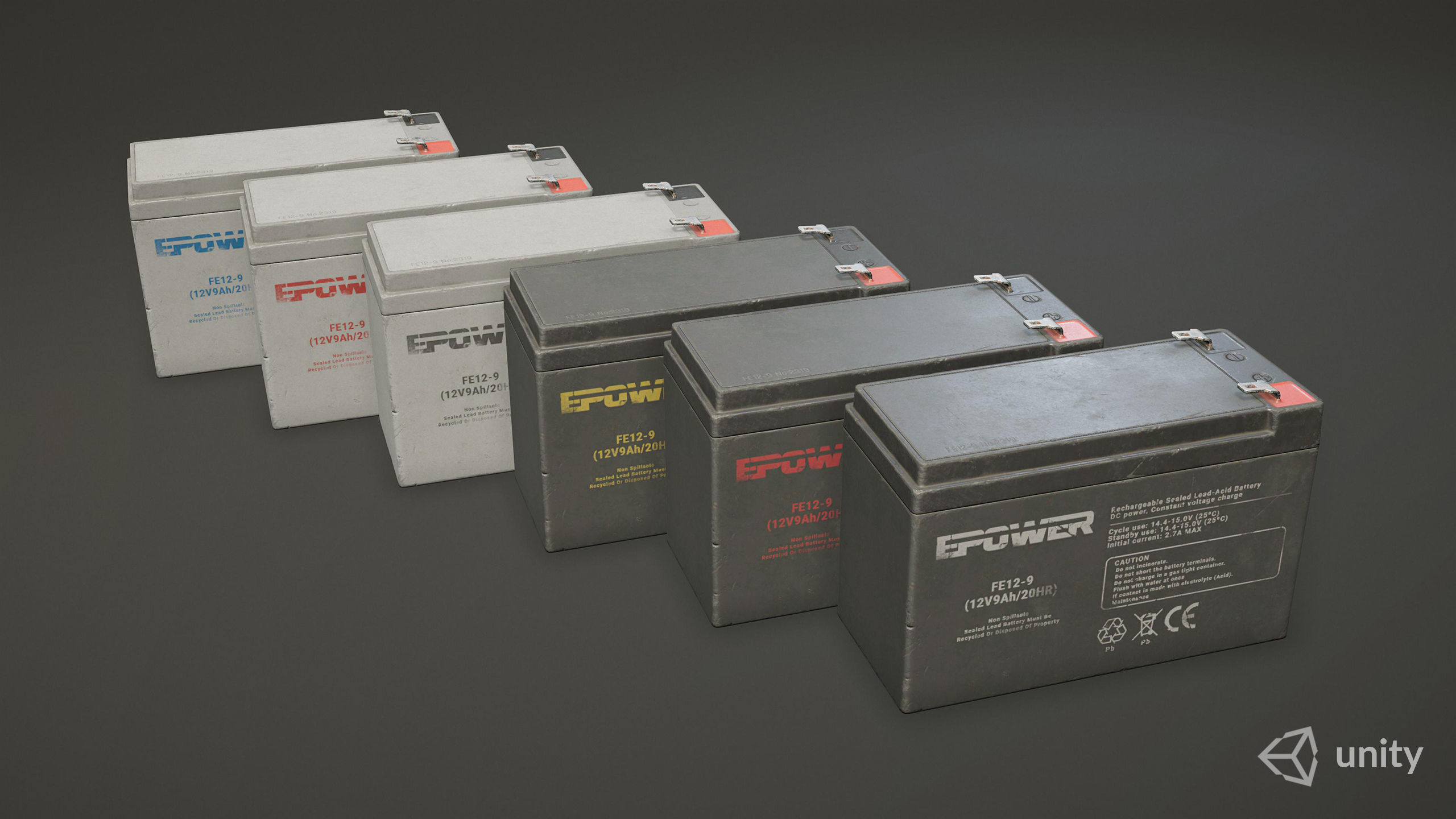 Battery FE 12 Volt - PBR Game Ready LODs Low-poly 3D model_3