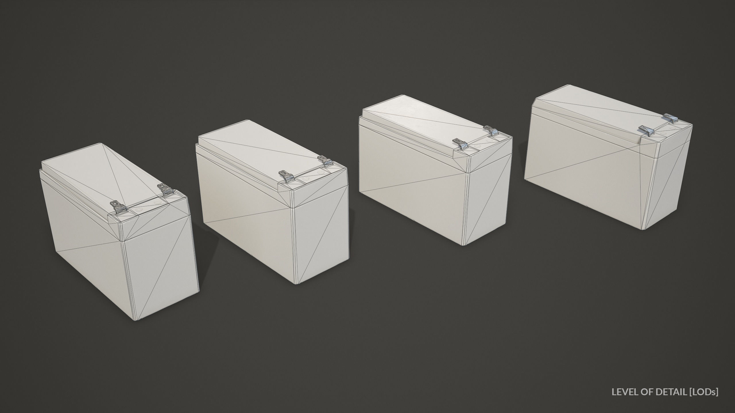 Battery FE 12 Volt - PBR Game Ready LODs Low-poly 3D model_20