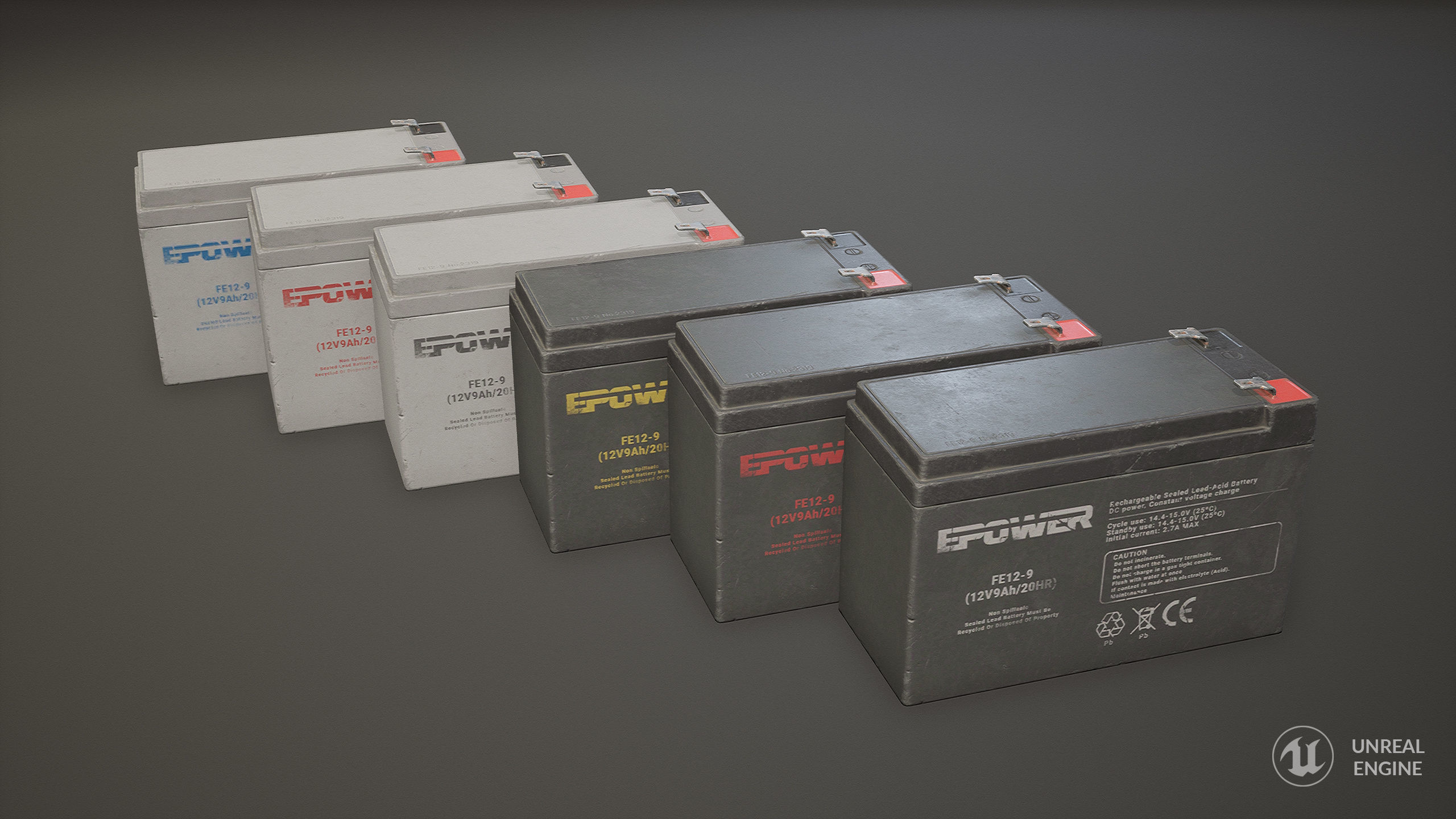 Battery FE 12 Volt - PBR Game Ready LODs Low-poly 3D model_2