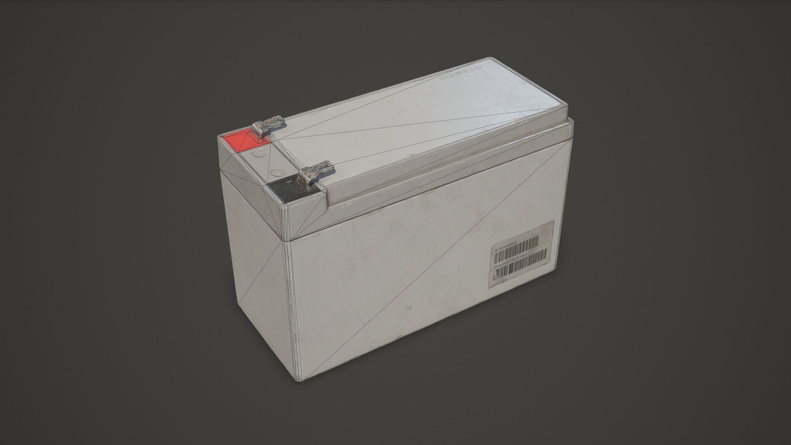 Battery FE 12 Volt - PBR Game Ready LODs Low-poly 3D model_10