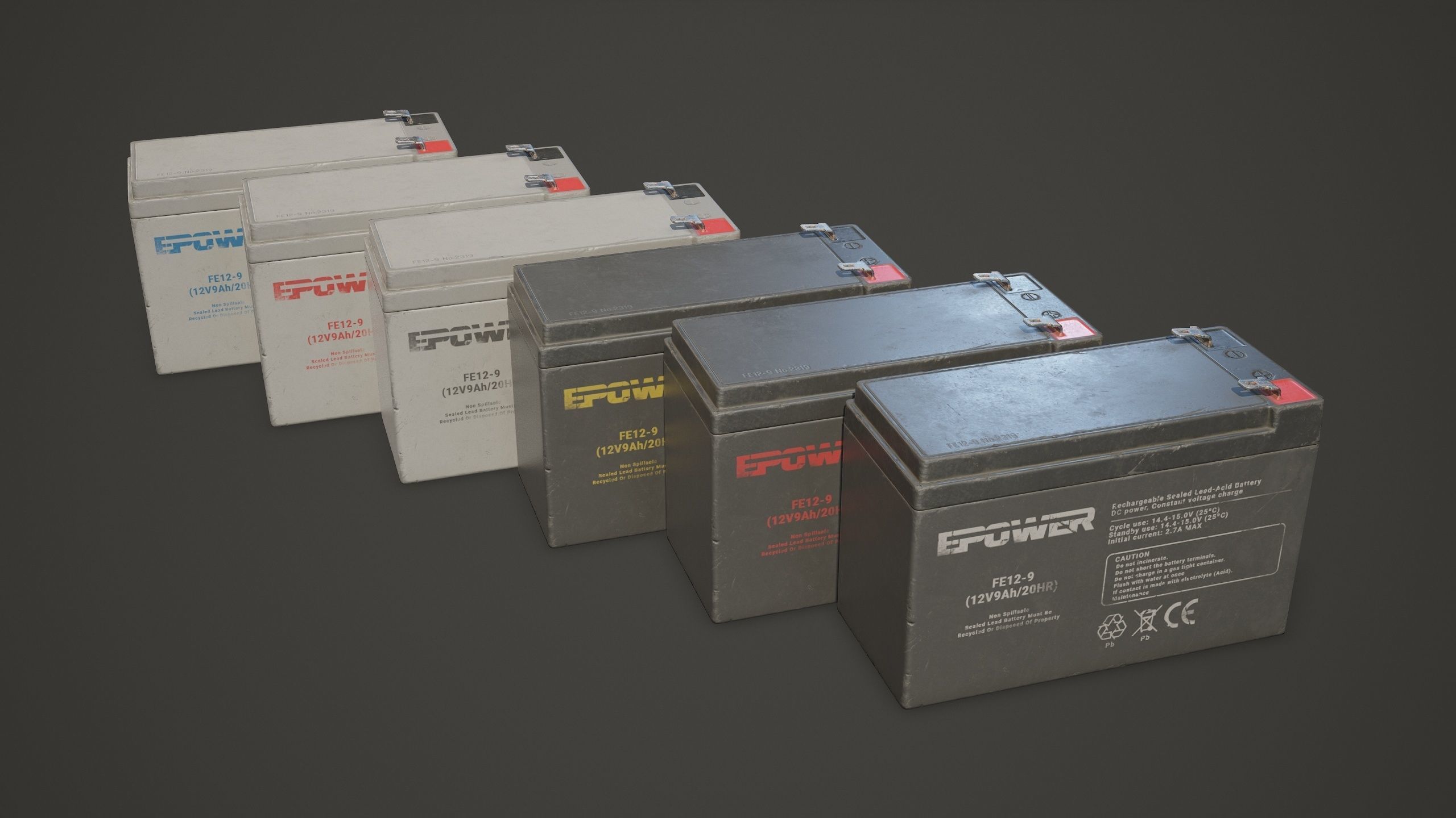 Battery FE 12 Volt - PBR Game Ready LODs Low-poly 3D model_1