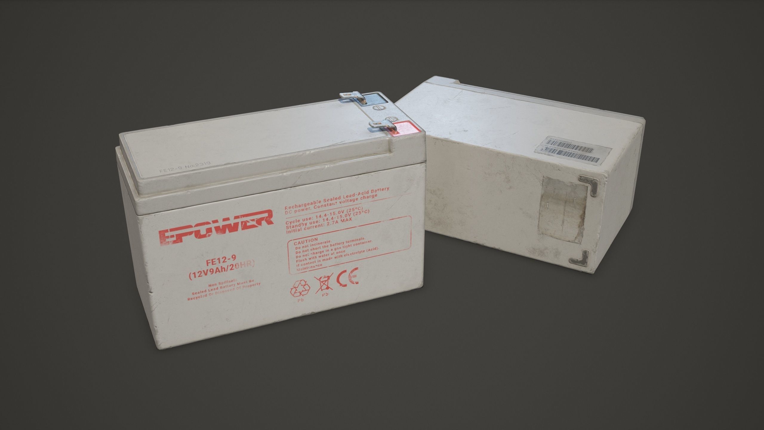 Battery FE 12 Volt - PBR Game Ready LODs Low-poly 3D model_5