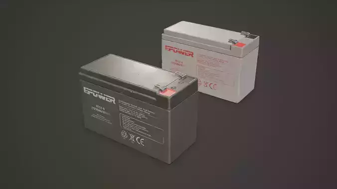 Battery FE 12 Volt - PBR Game Ready LODs Low-poly 3D model