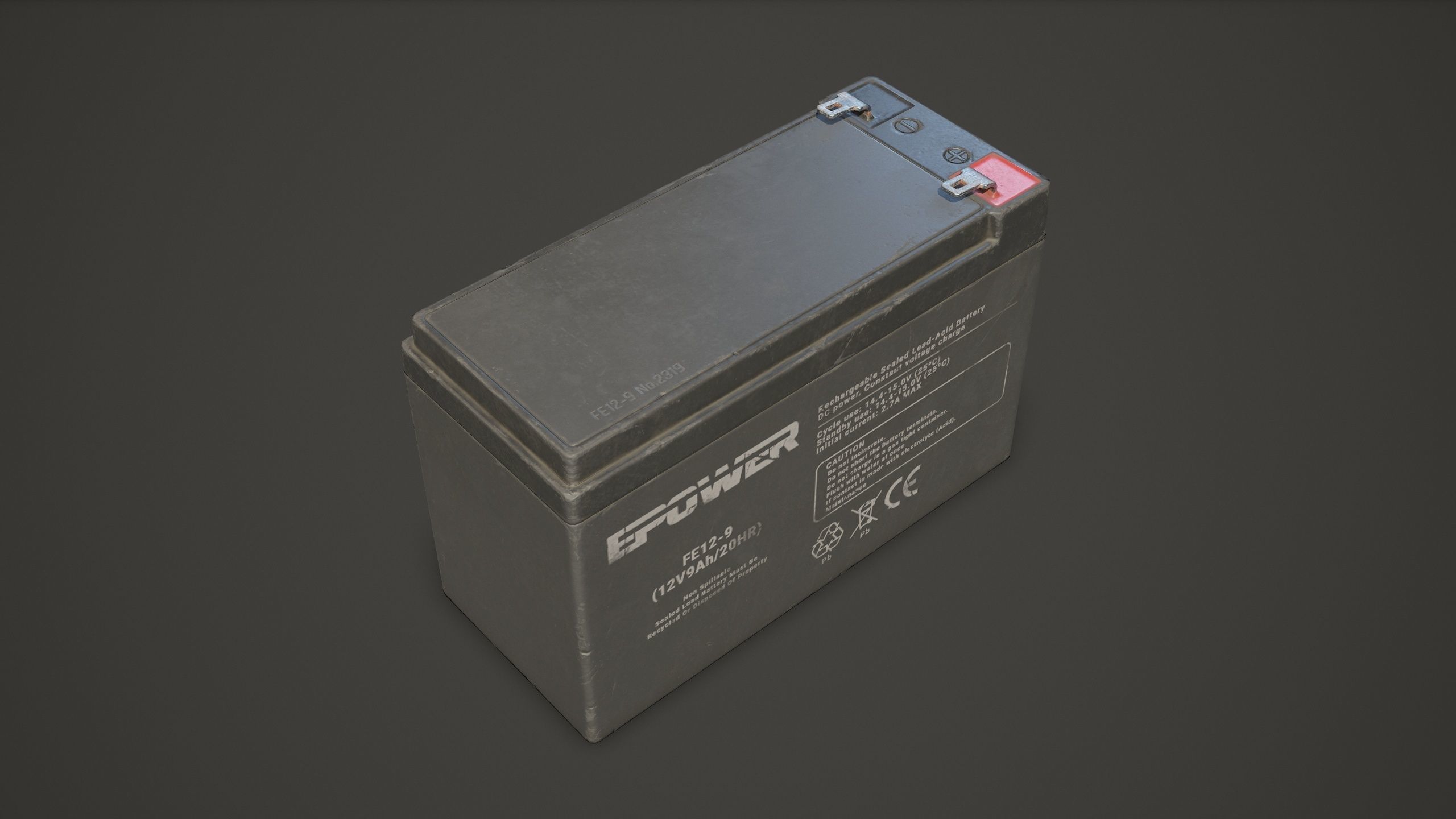 Battery FE 12 Volt - PBR Game Ready LODs Low-poly 3D model_13
