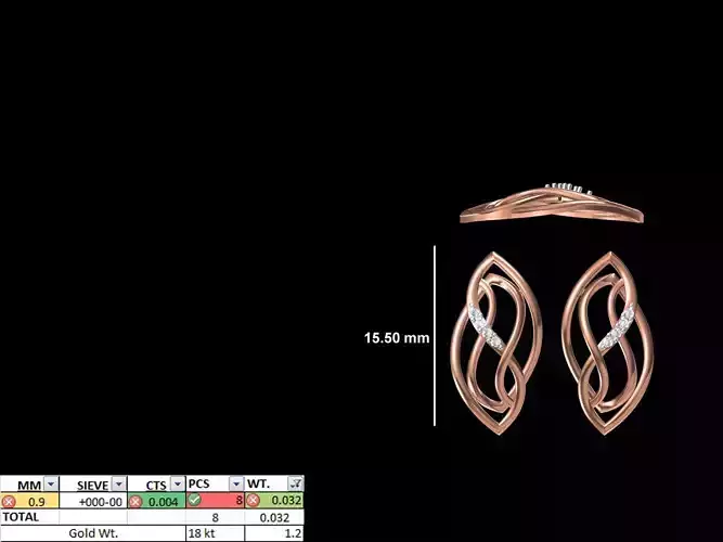 Women Diamond Earring STL OBJ FBX JCD Details