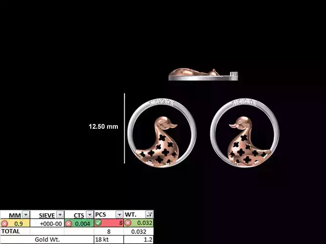 Women Diamond Earring STL OBJ FBX JCD Details