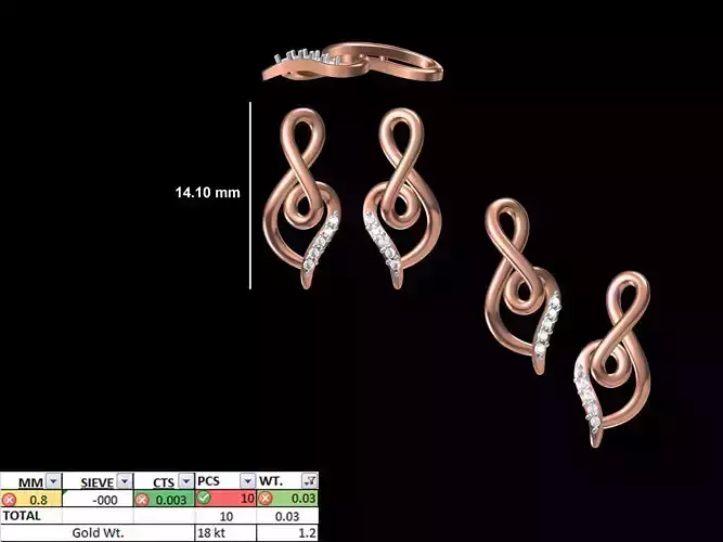 Women Diamond Earring STL OBJ FBX JCD Details