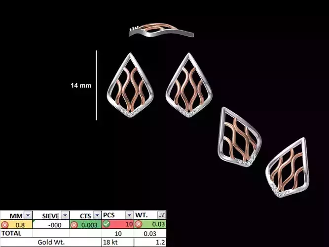 Women Diamond Earring STL OBJ FBX JCD Details