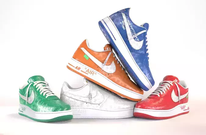 Nike Air Force 1 Louis Vuitton Colour Pack Low-poly 3D model