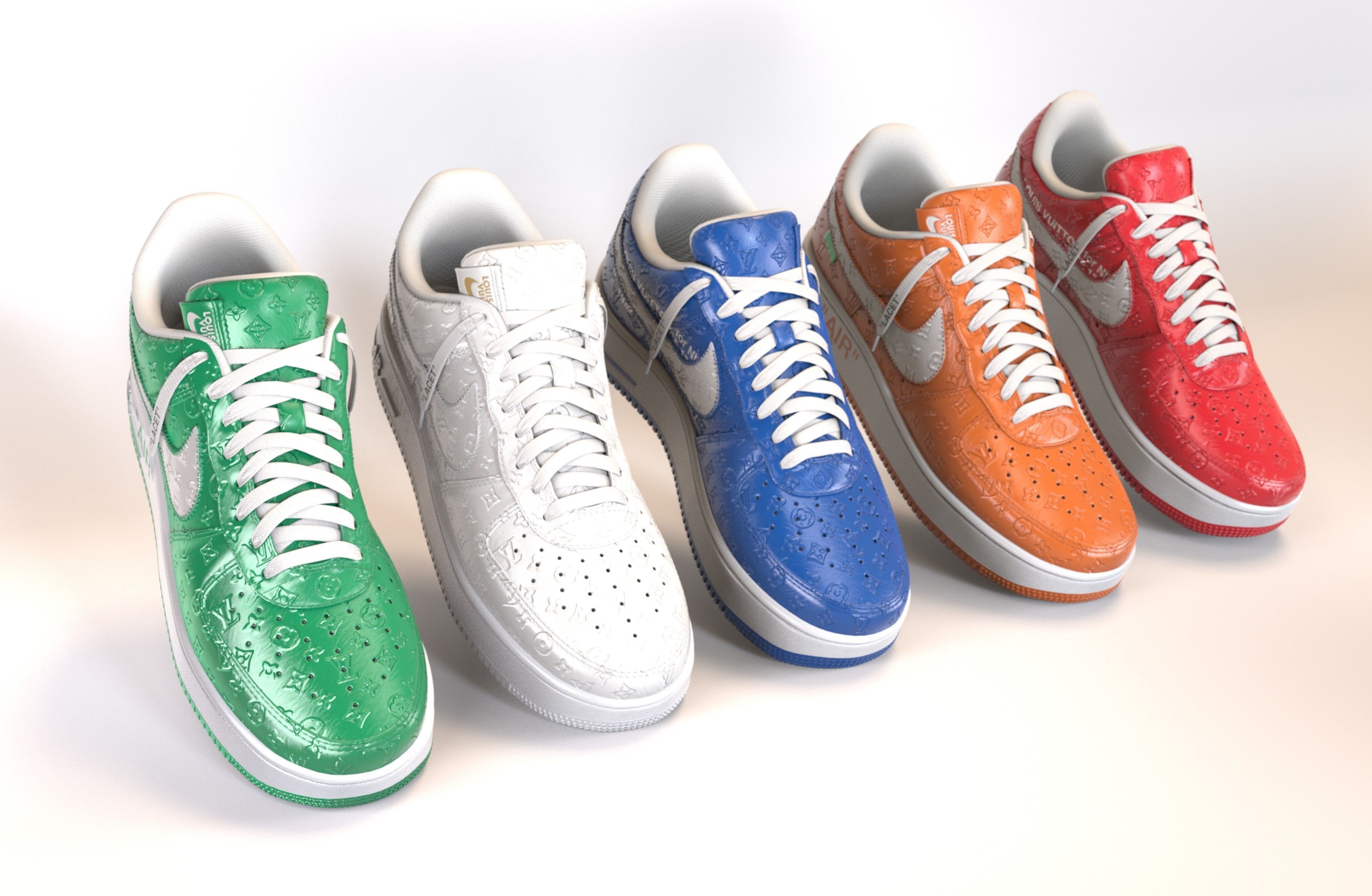 Nike Air Force 1 Louis Vuitton Colour Pack Low-poly 3D model_2