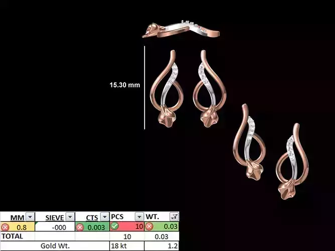 Women Diamond Earring STL OBJ FBX JCD Details