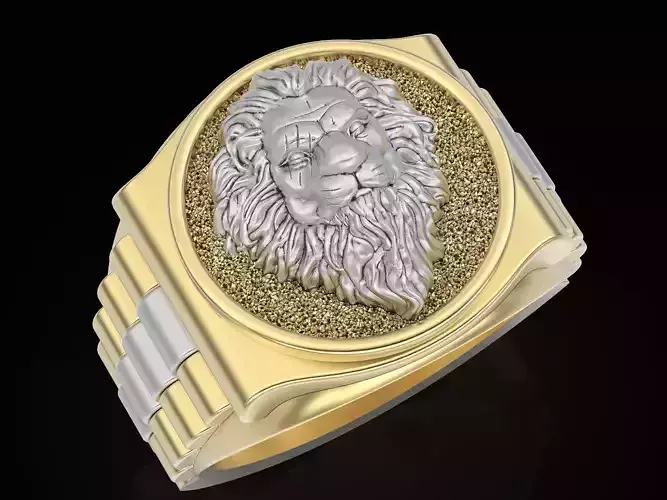 Lion tiger watch Man Ring silver gold printable jewelry 