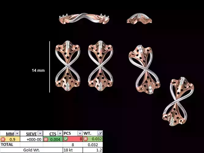 Women Diamond Earring STL OBJ FBX JCD Details