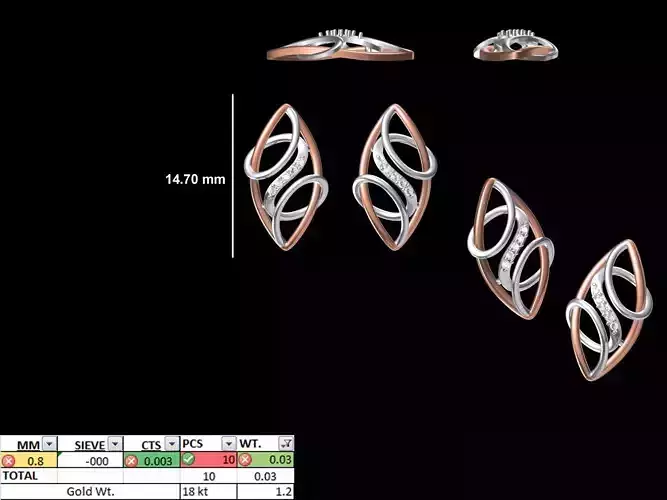 Women Diamond Earring STL OBJ FBX JCD Details