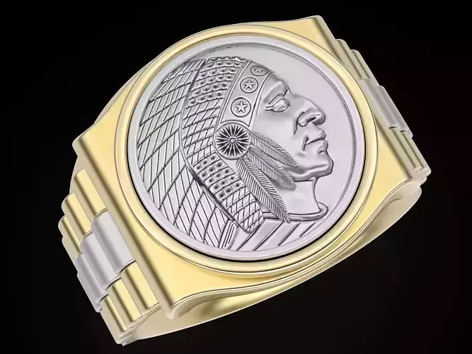 Indian watch Man Ring silver gold printable jewelry