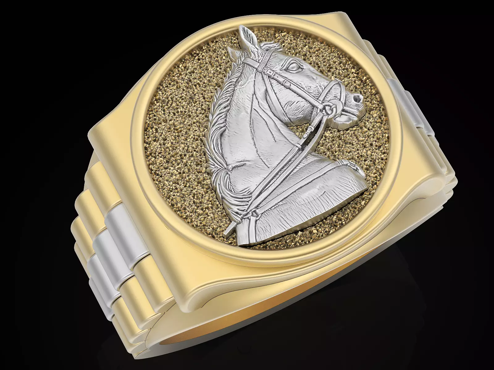 Horse head Snake watch Man Ring silver gold printable 3D print model