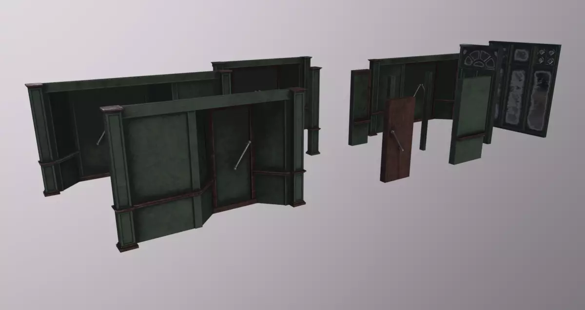 Front Shop Wood Kit Low-poly 3D model_0