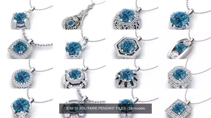 3DM 33 SOLITAIRE PENDANT FILES 3D Model Collection