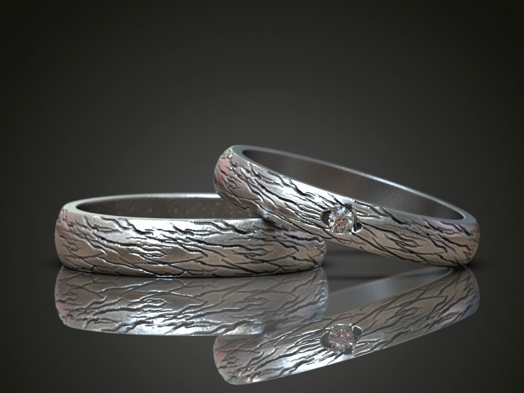 wedding bands set promise pair rings  3D print model_5