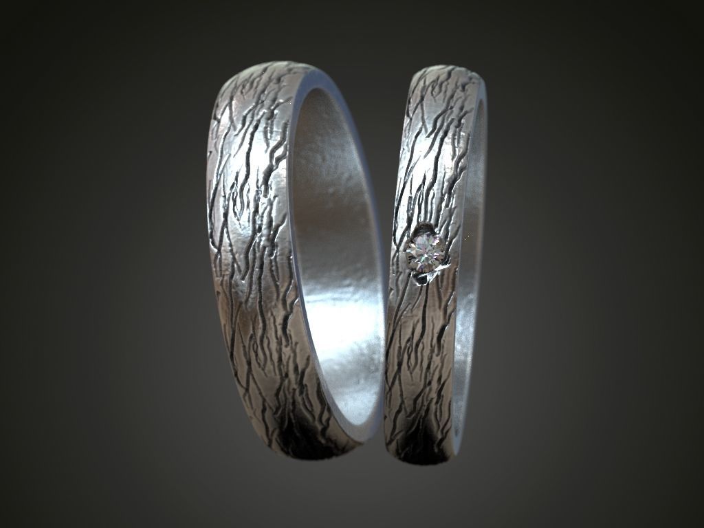 wedding bands set promise pair rings  3D print model_4