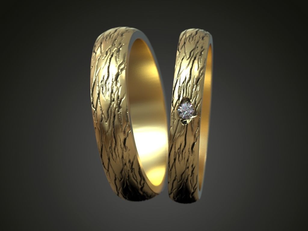 wedding bands set promise pair rings  3D print model_7