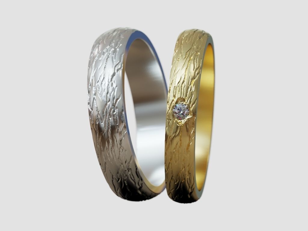 wedding bands set promise pair rings  3D print model_10
