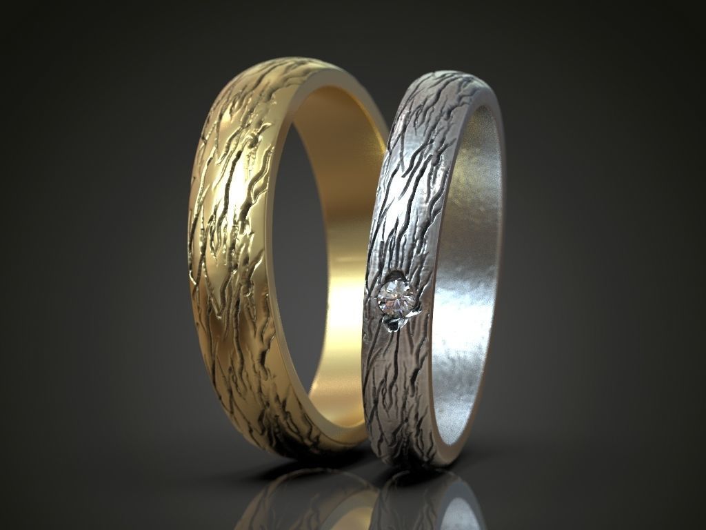 wedding bands set promise pair rings  3D print model_6