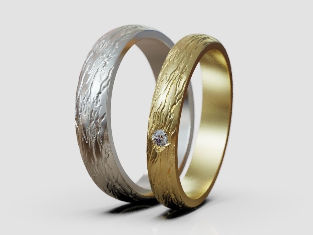 wedding bands set promise pair rings  3D print model_8