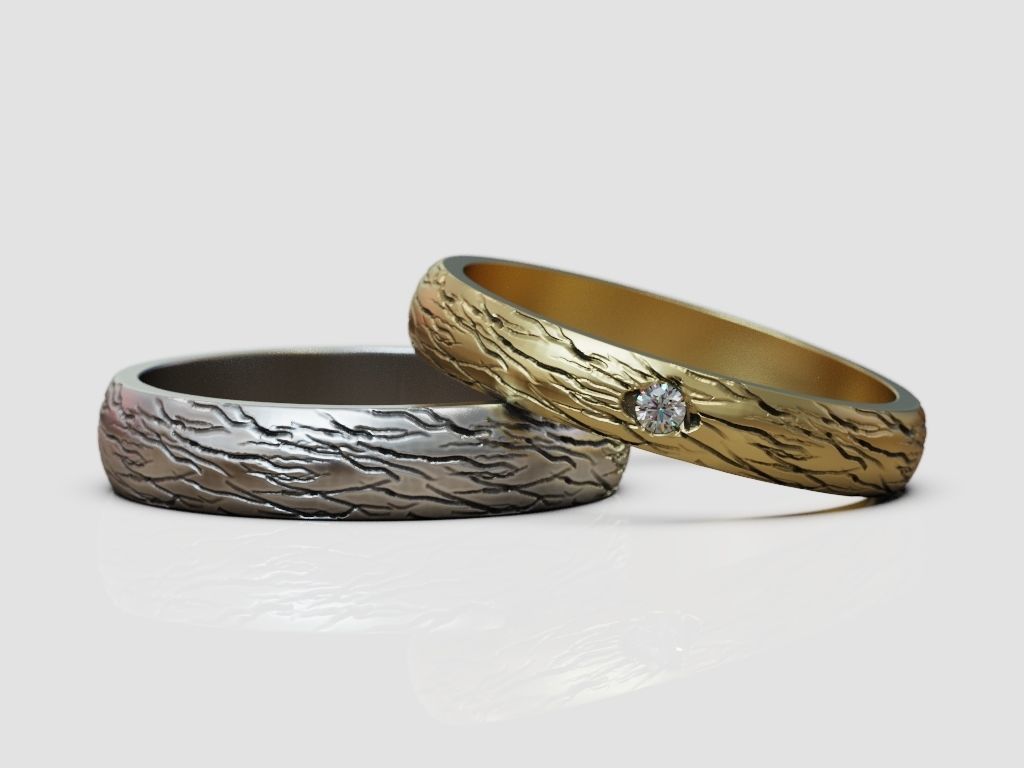 wedding bands set promise pair rings  3D print model_9