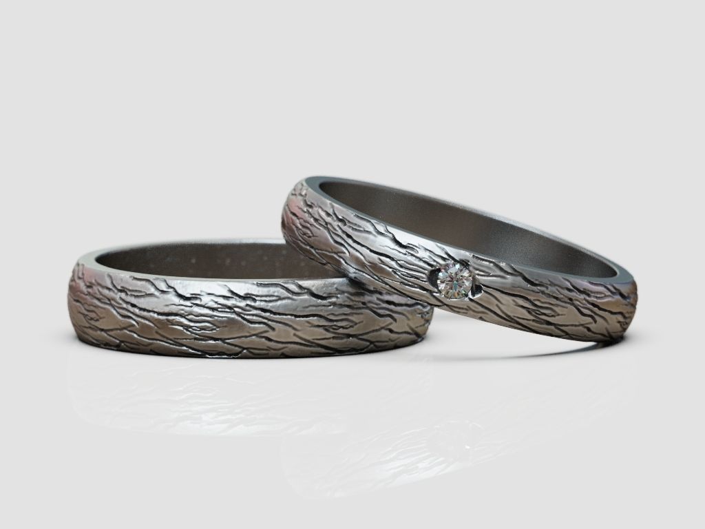 wedding bands set promise pair rings  3D print model_13