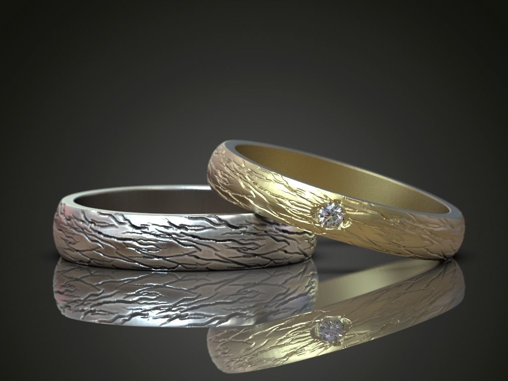 wedding bands set promise pair rings  3D print model_3