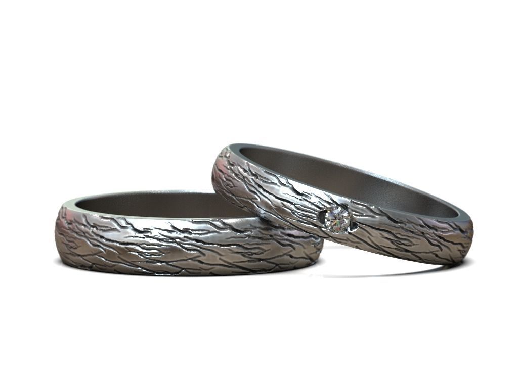 wedding bands set promise pair rings  3D print model_11