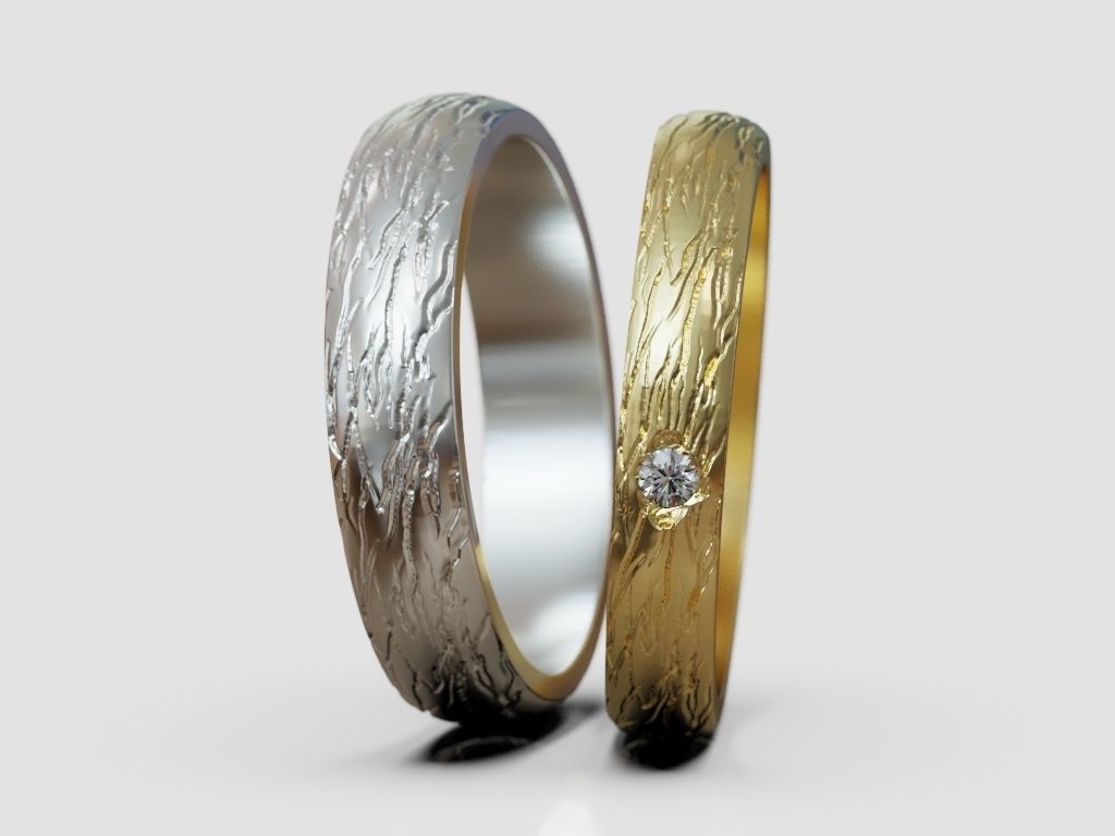 wedding bands set promise pair rings  3D print model_1