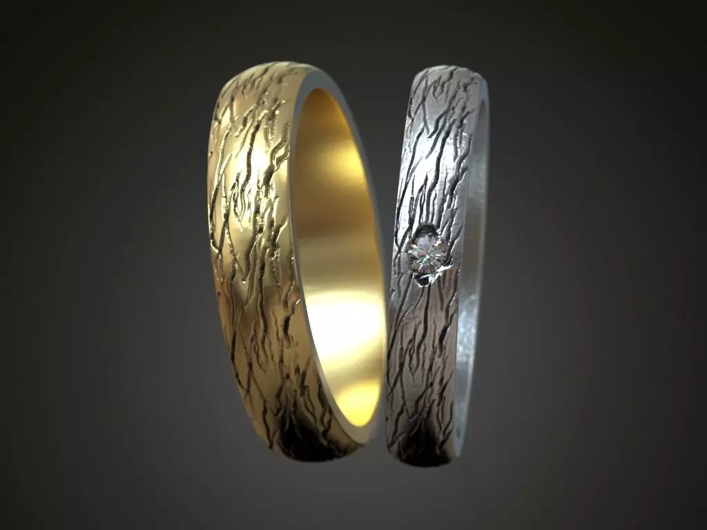 wedding bands set promise pair rings  3D print model_0