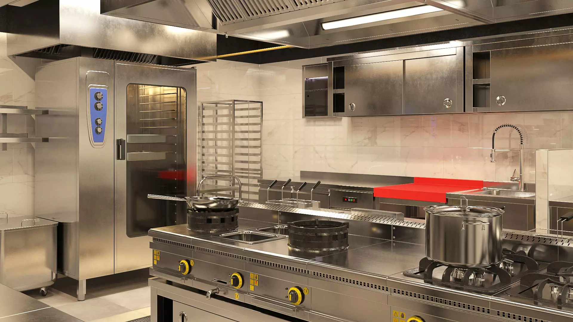 Industrial Commercial Kitchen Collection Low-poly 3D model_0