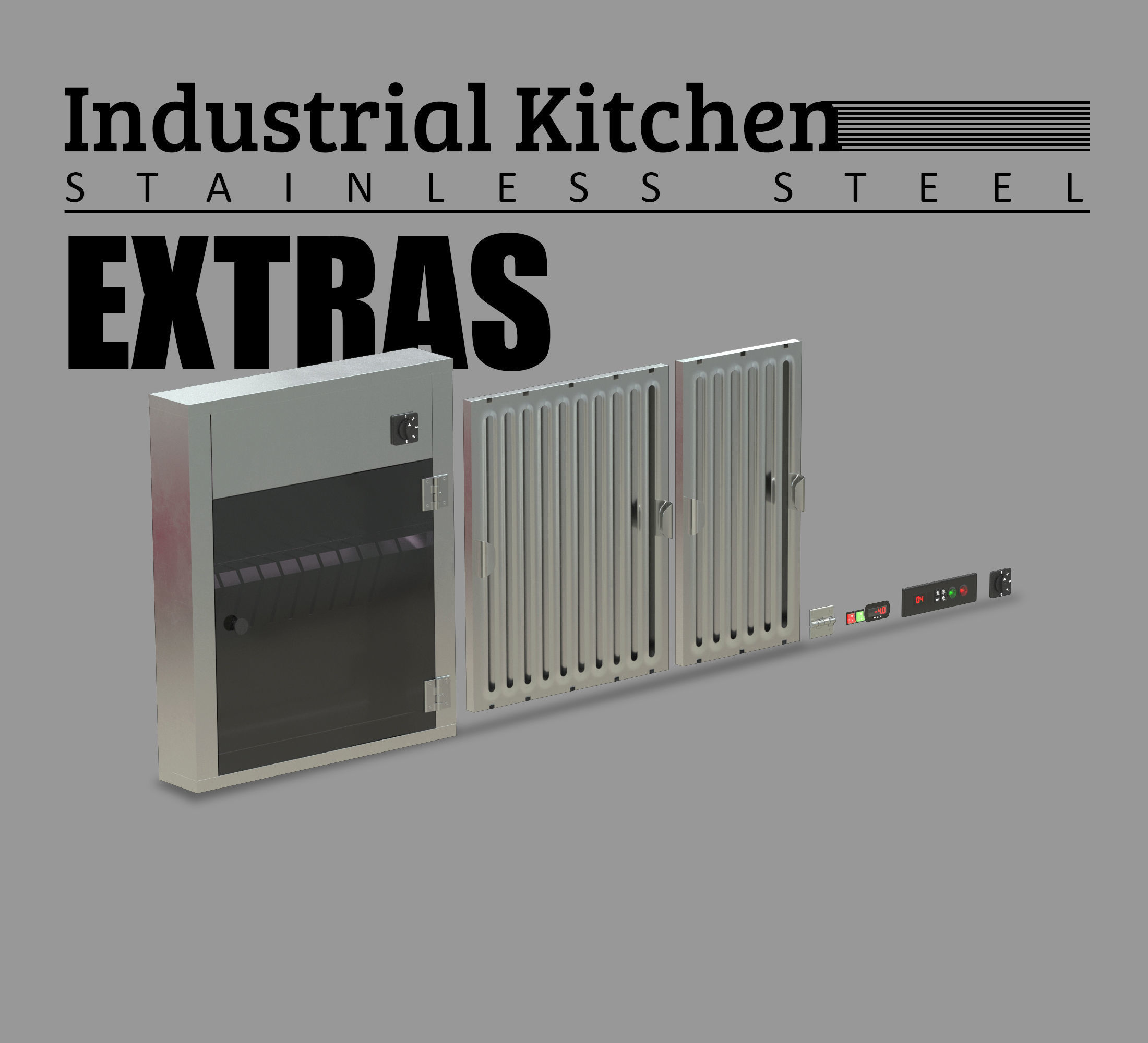 Industrial Commercial Kitchen Collection Low-poly 3D model_6