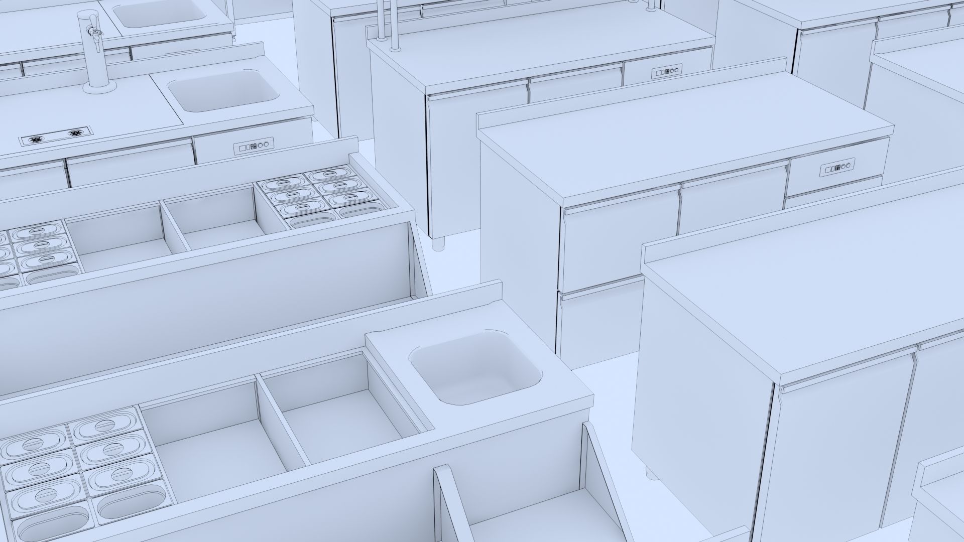 Industrial Commercial Kitchen Collection Low-poly 3D model_13