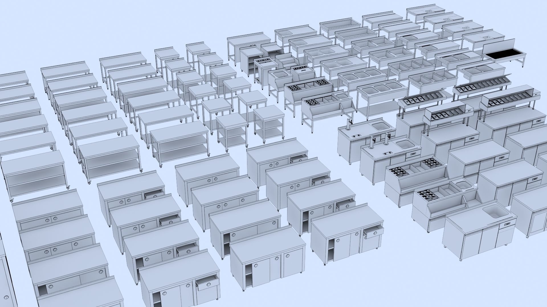 Industrial Commercial Kitchen Collection Low-poly 3D model_15