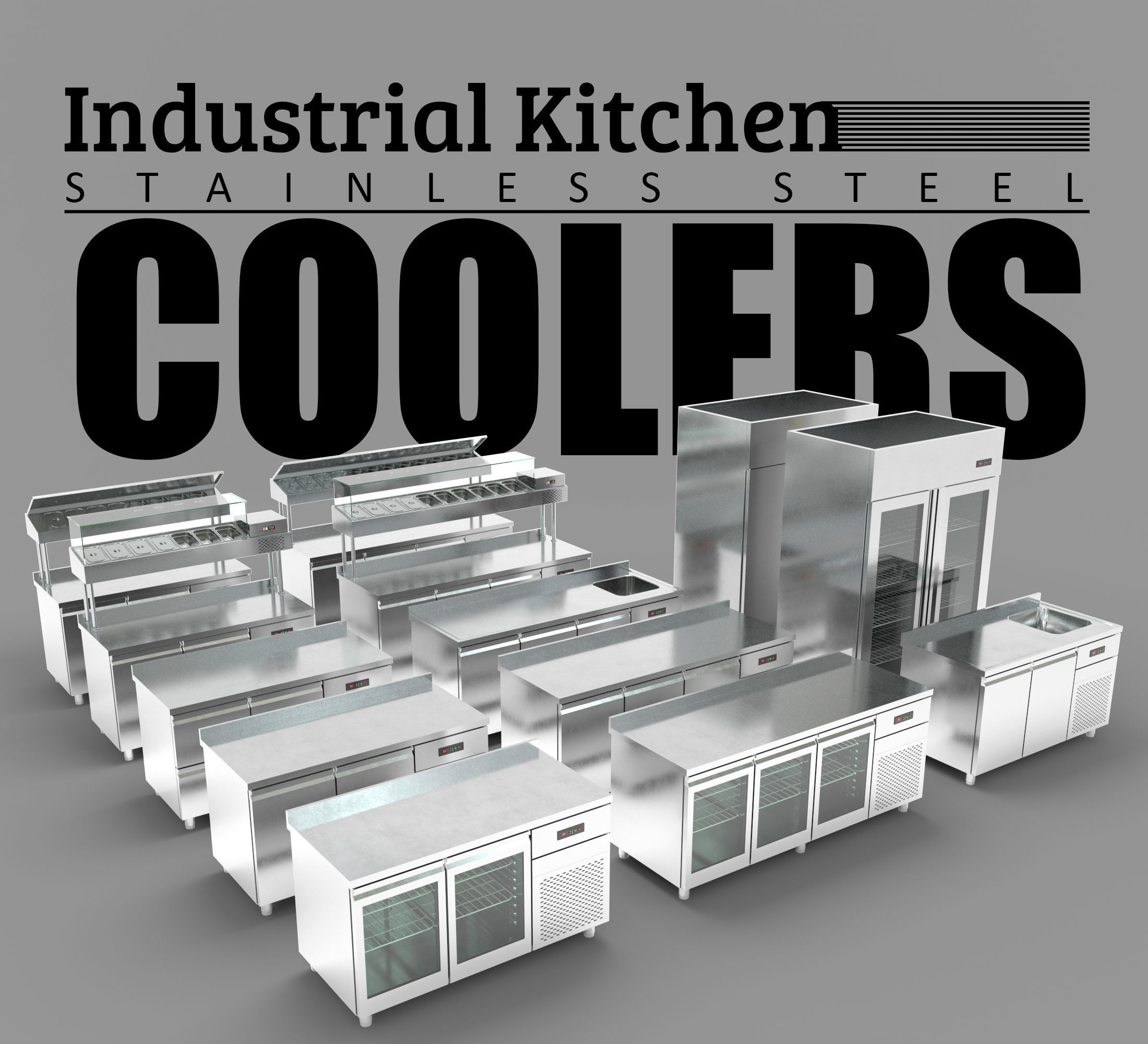 Industrial Commercial Kitchen Collection Low-poly 3D model_5
